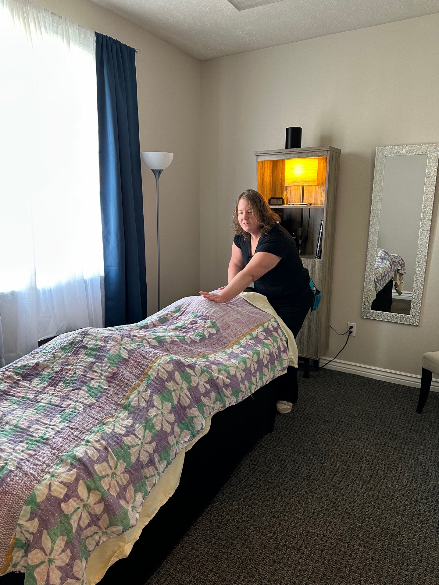 Liz Moffat Massage treatment room in Murray Utah with massage table
