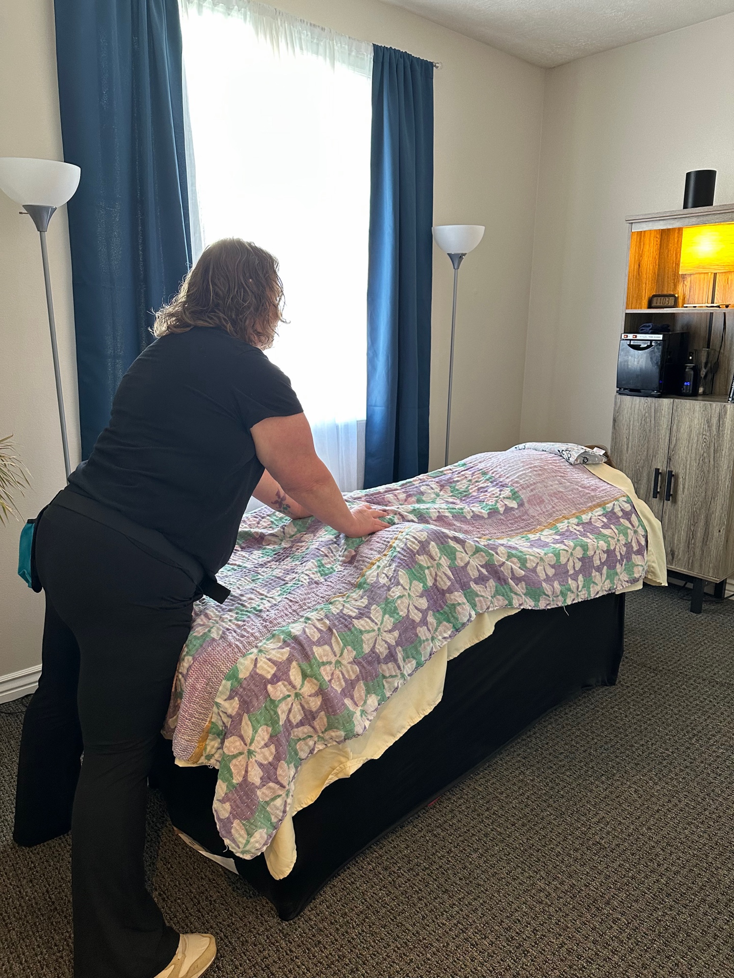 Massage therapy session in Liz Moffat Massage treatment room